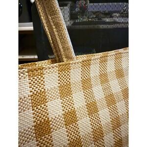 NWT L*SPACE Jasper Tote Checkered gold white Bag NEW